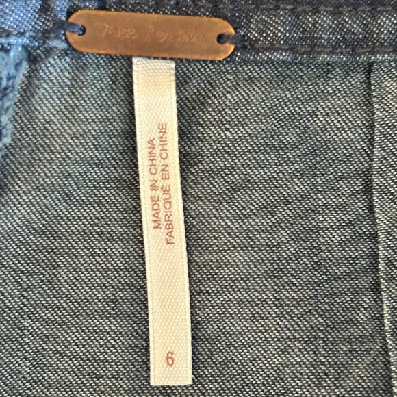 FREE PEOPLE Bootcut Flare Cropped Back Zip Denim Jeans Size 6 - Picture 5 of 11